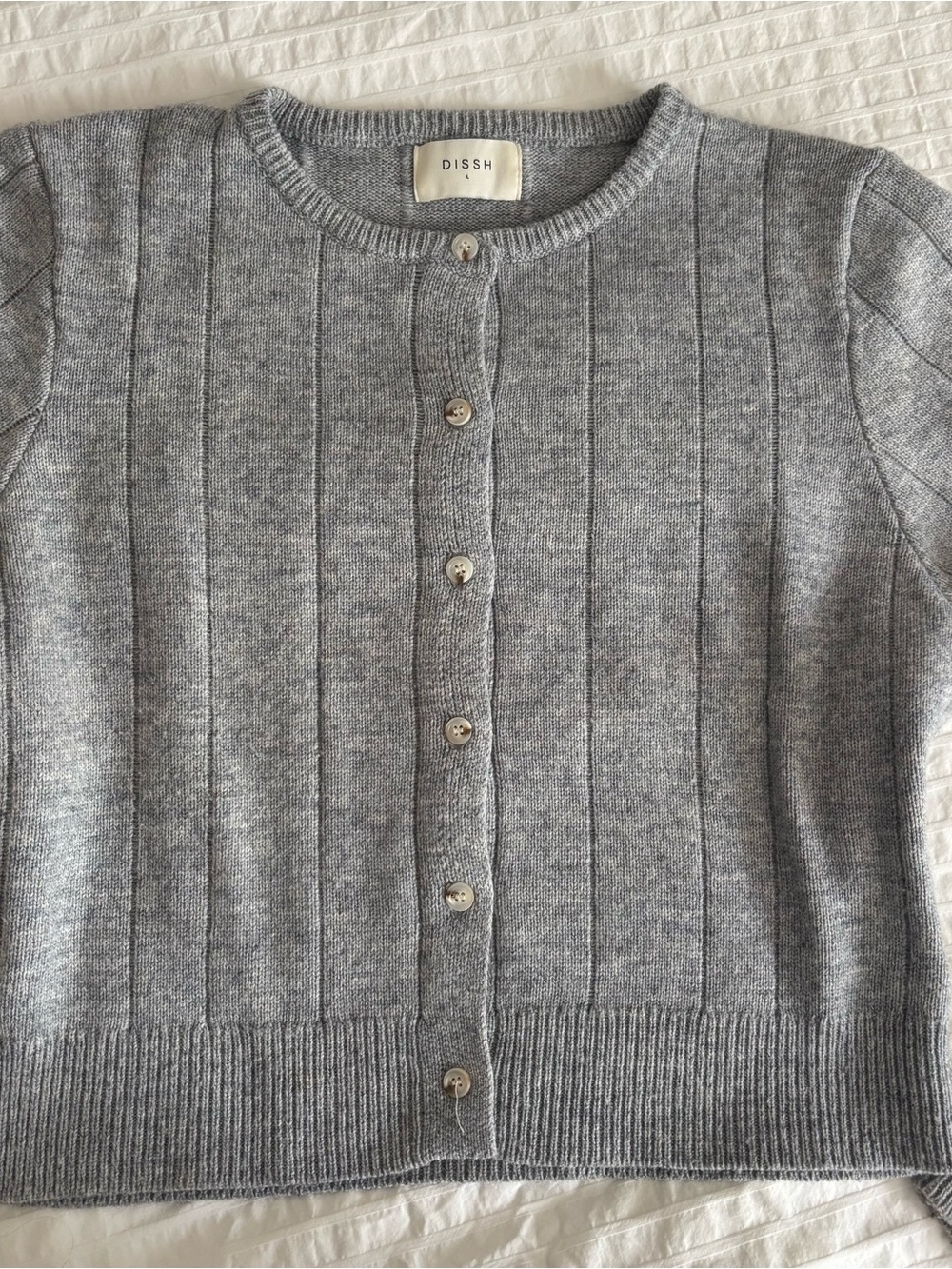 DISSH Gray Ribbed Button-Front Cardigan - Picture 3 of 4